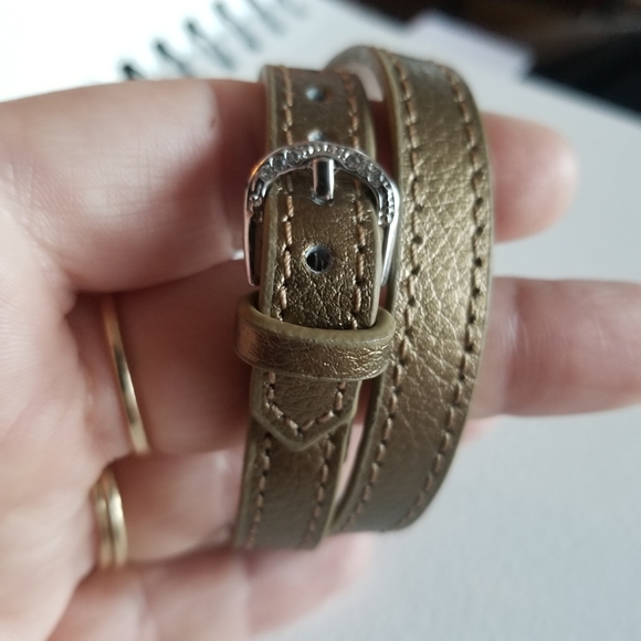 Wrap bracelet bronze color Silver tone buckle CN - Picture 2 of 16